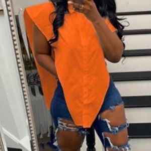 Orange Sleeveless Blouse